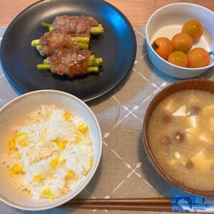 アスパラの豚薄切り肉巻き焼き